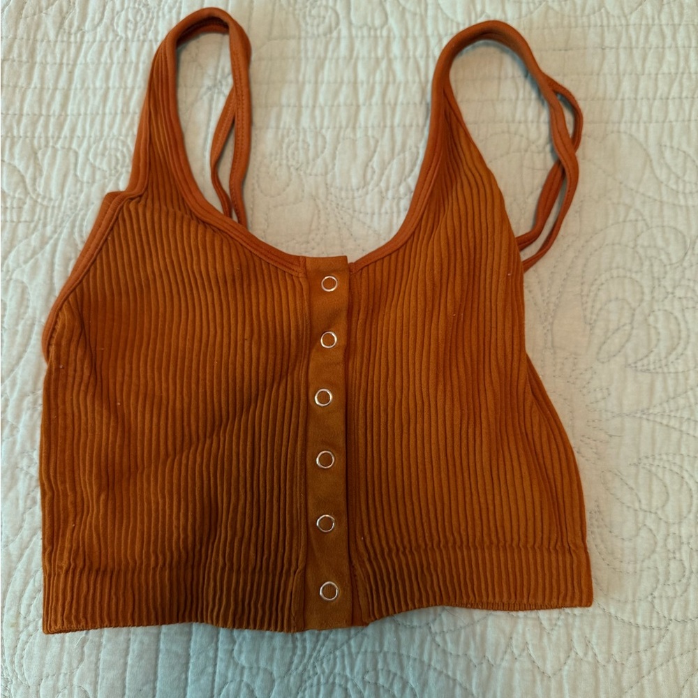 Orange Aerie Button Crop Top